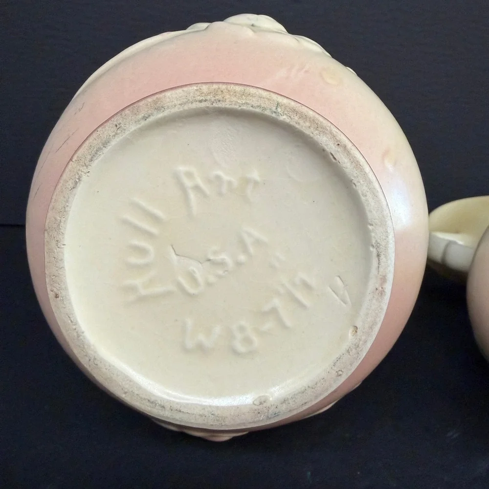 Vintage Hull Art Pottery Wildflower Vase‎ Set of 2 Yellow Pink W8-7.5 W1-5.5 2pc